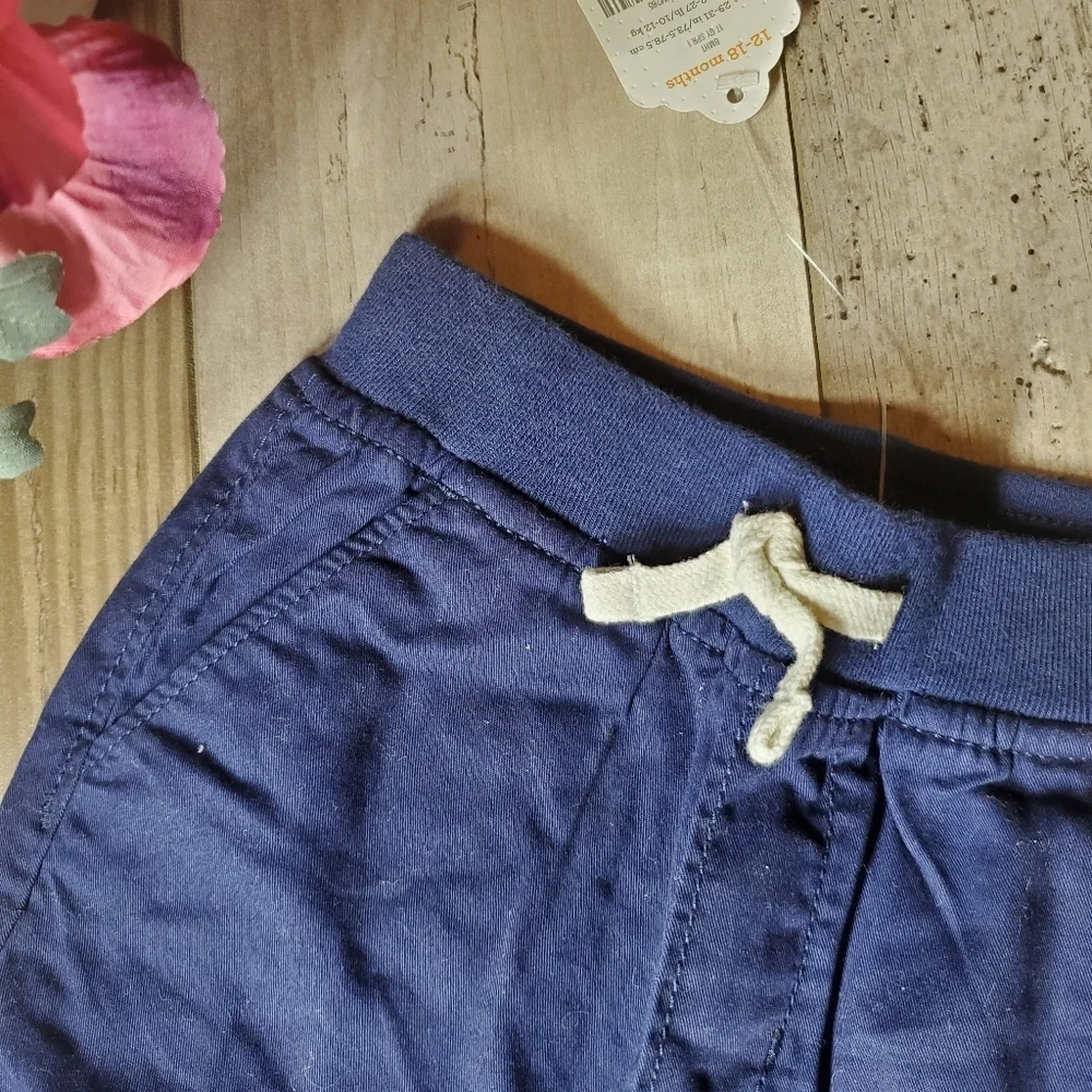 NWT Gymboree Baby Size 12-18m Blue Pull-On Casual Boy Pants 100% Cotton